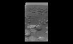 Bilde fra Titans overflate! Foto: Huygens/ESA. 